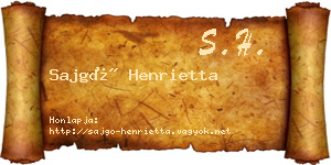 Sajgó Henrietta névjegykártya